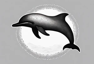 simple dolphin silhouette, in soft gray tone, white background tattoo idea