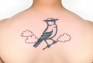 Kentucky bluebird with clouds tattoo idea