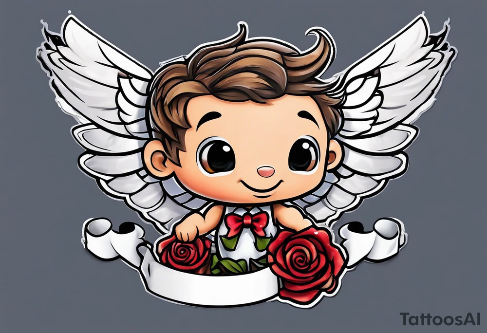 cupido  fly boy with wings and a bow, tattoo idea