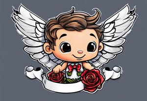 cupido  fly boy with wings and a bow, tattoo idea