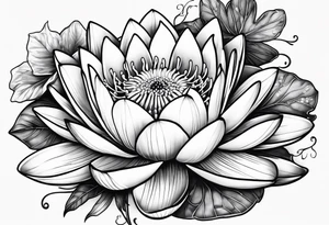 Water lily and holly birth flowers intertwined tattoo idea
