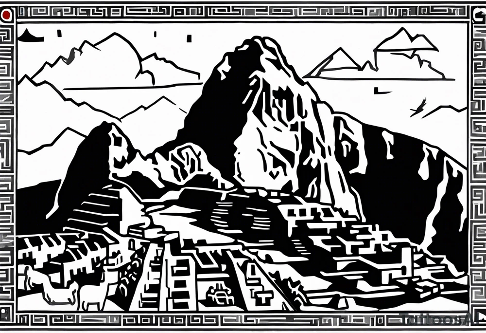 Peruvian paraphernalia (machu picchu, llamas, mountains, aztecas) tattoo idea