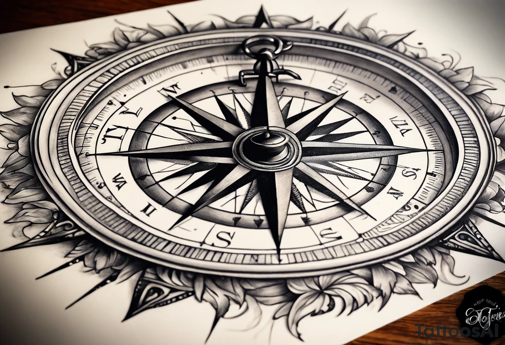 vintage compass tattoo idea