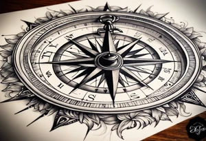vintage compass tattoo idea