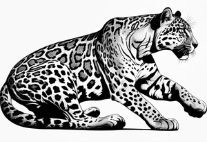 writhing jaguar, top side view, running, tattoo idea