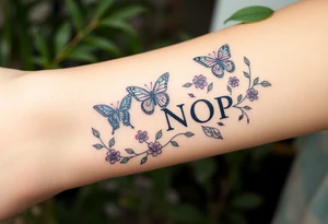 butterflies and flowers 
Letters L,M,N,O,P discreetly hidden among the foliage tattoo idea