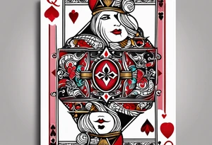 minimal design - queen of hearts card - not so much ink - friendly - room for words tattoo idea