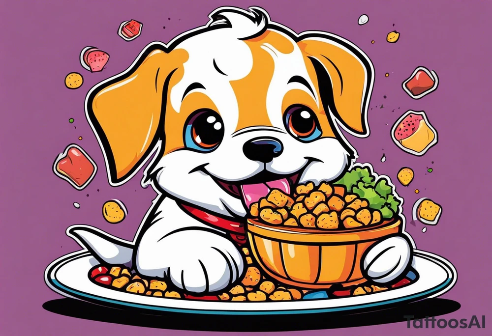 Dog eating food tattoo idea