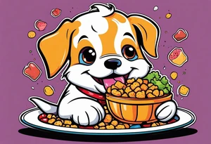 Dog eating food tattoo idea