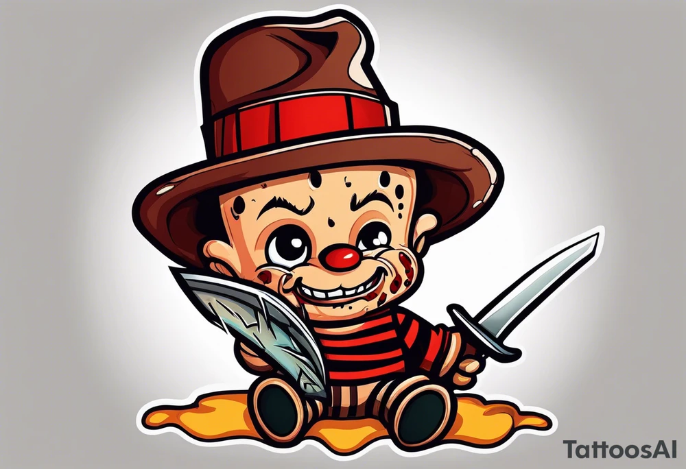 Baby Freddy Krueger with his knife gloves on tattoo idea