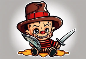 Baby Freddy Krueger with his knife gloves on tattoo idea