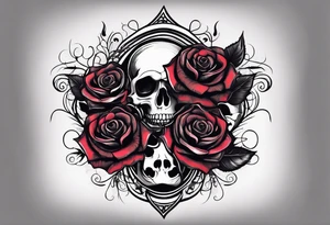 A black rose with four skulls around it tattoo design tattoo idea
