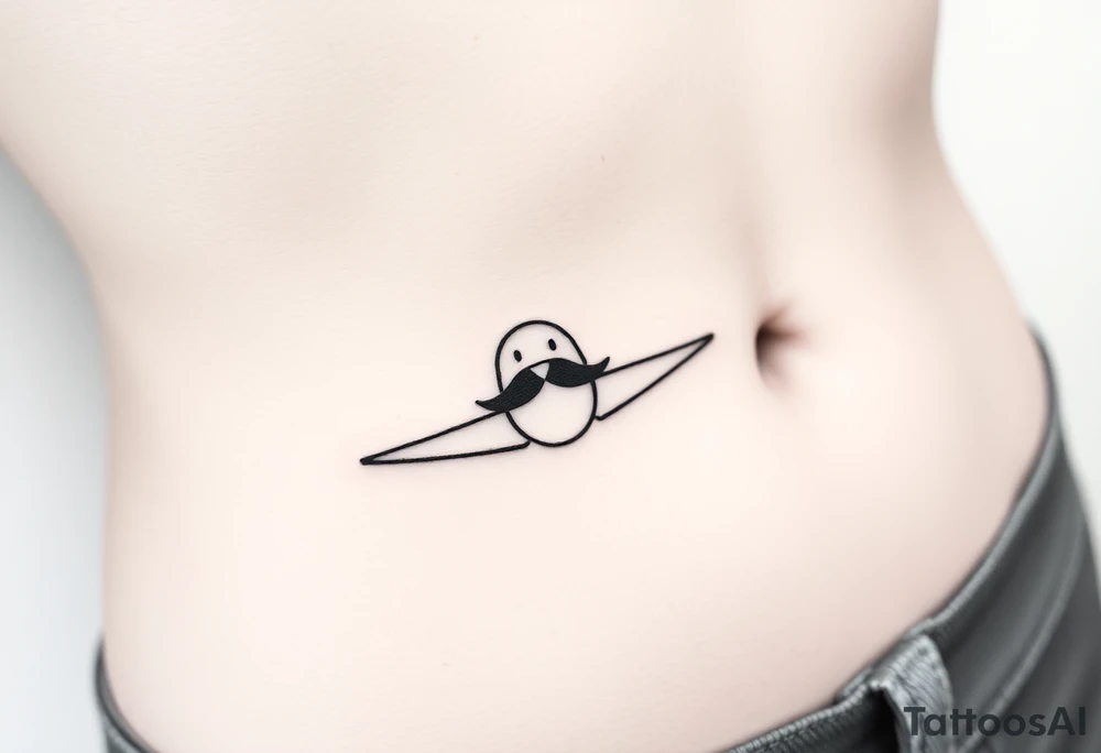 Small airplane who has moustache on his face tattoo idea