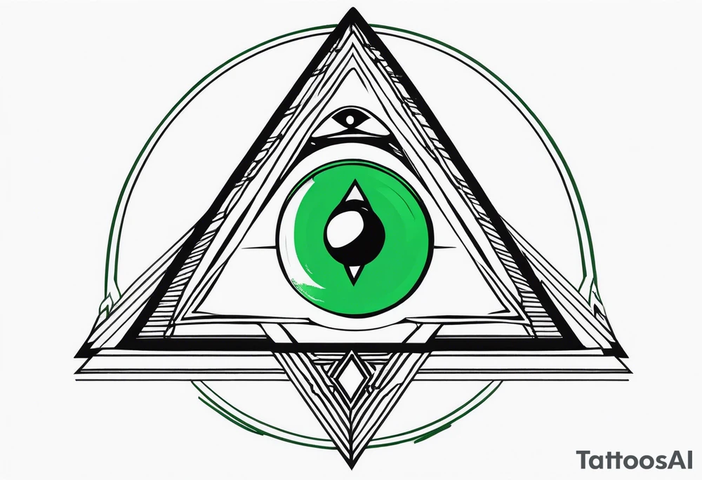 Third eye in green in a triangular setting tattoo idea