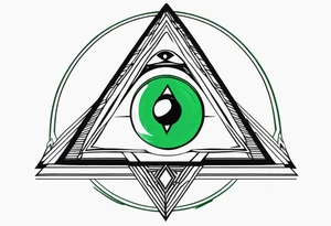Third eye in green in a triangular setting tattoo idea