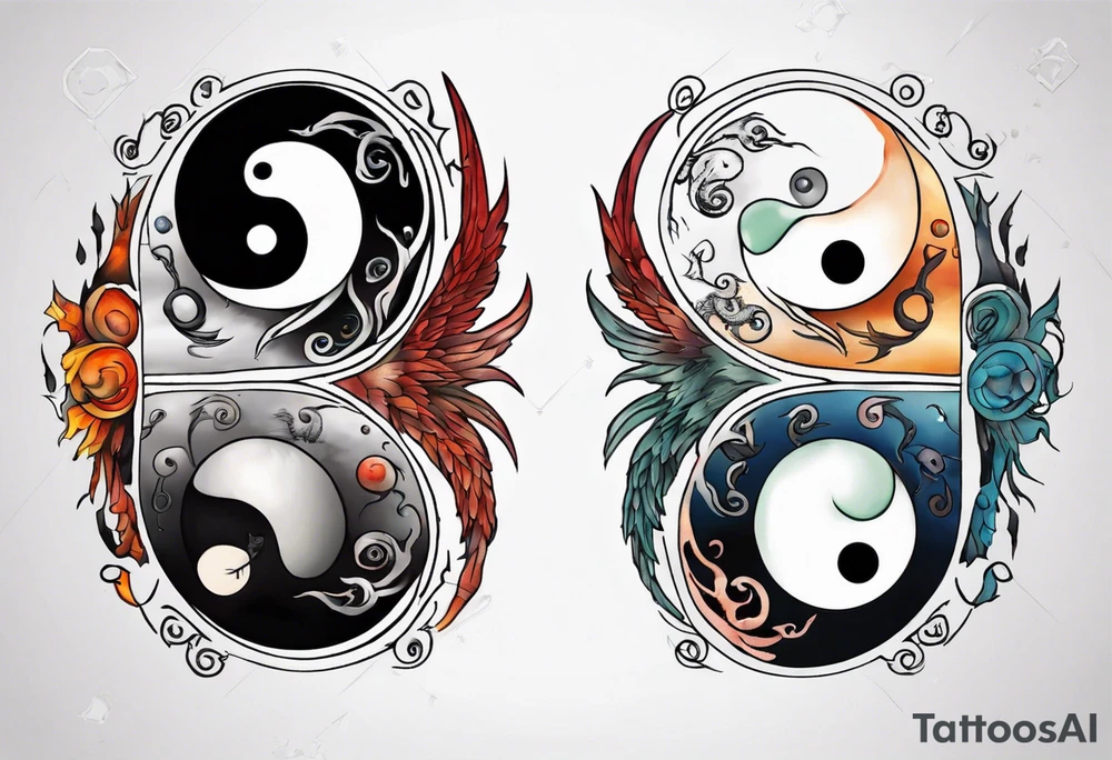 Ying Yang zodiac sign tattoo idea
