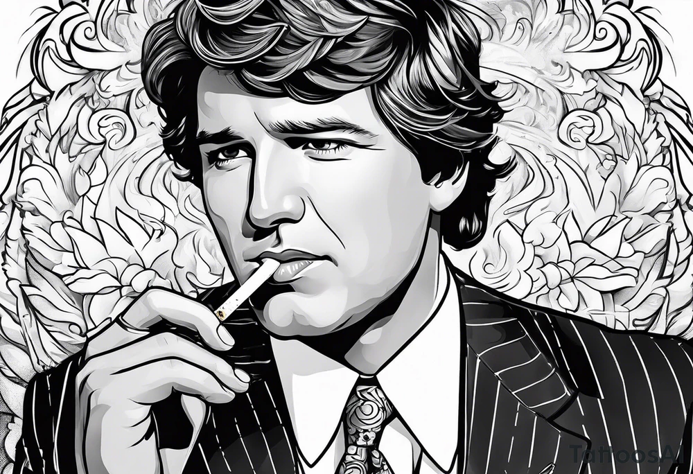 Tucker Carlson smoking cigarette tattoo idea