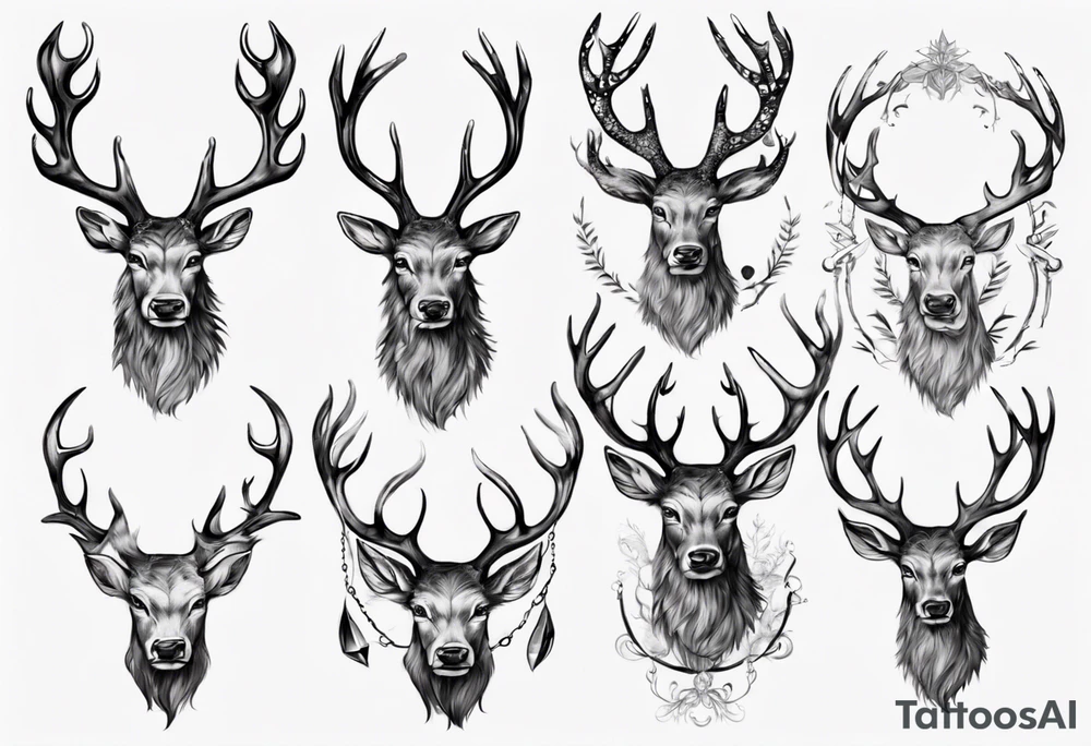 Majestic stag with antlers tattoo idea