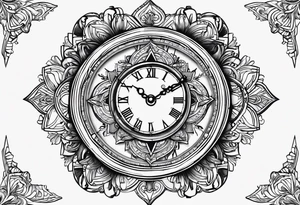 reloj marcando las 11 hs y con la fecha de nacimiento 15 de febrero, a su vez escrito Ainara tattoo idea