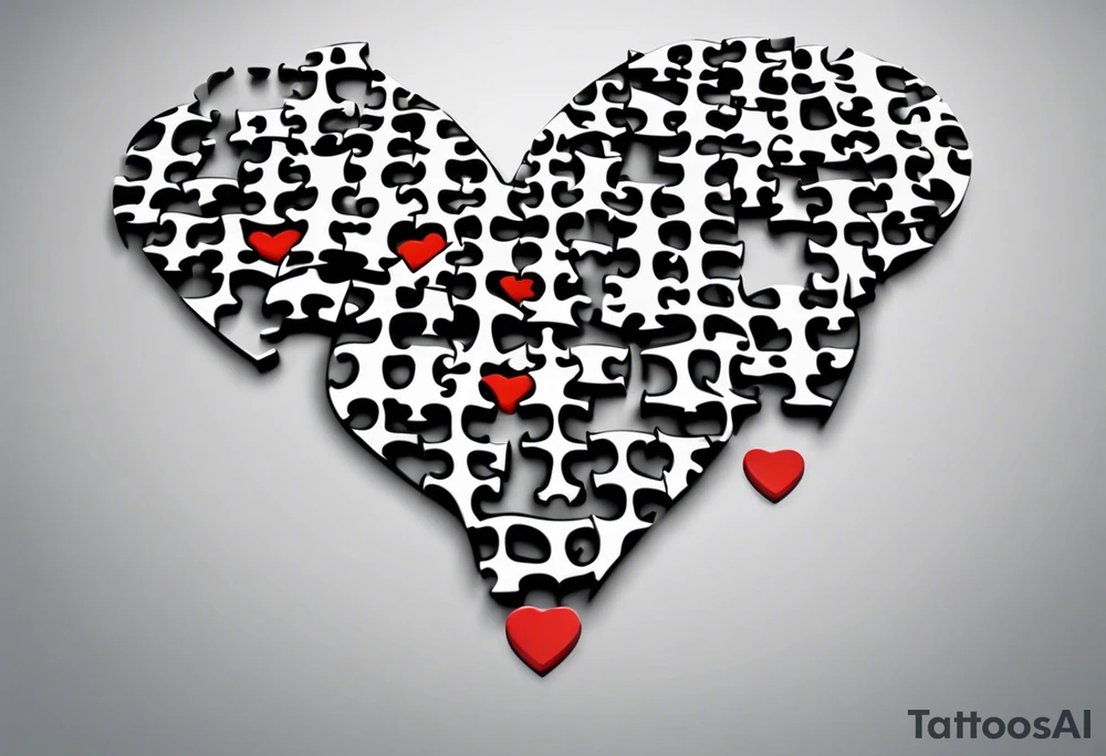 Interlocking Puzzle Pieces
   Concept: Two outlined puzzle pieces that are interlocking or fit together perfectly, symbolizing how you and your sister were connected. One of the puzzle pieces could have the small, filled-in heart inside it.
   Text: “To my favorite sister” could be placed underneath or along the curve of your ankle, maintaining your sister’s handwriting. You could position the text so it wraps slightly around the interlocking pieces. tattoo idea