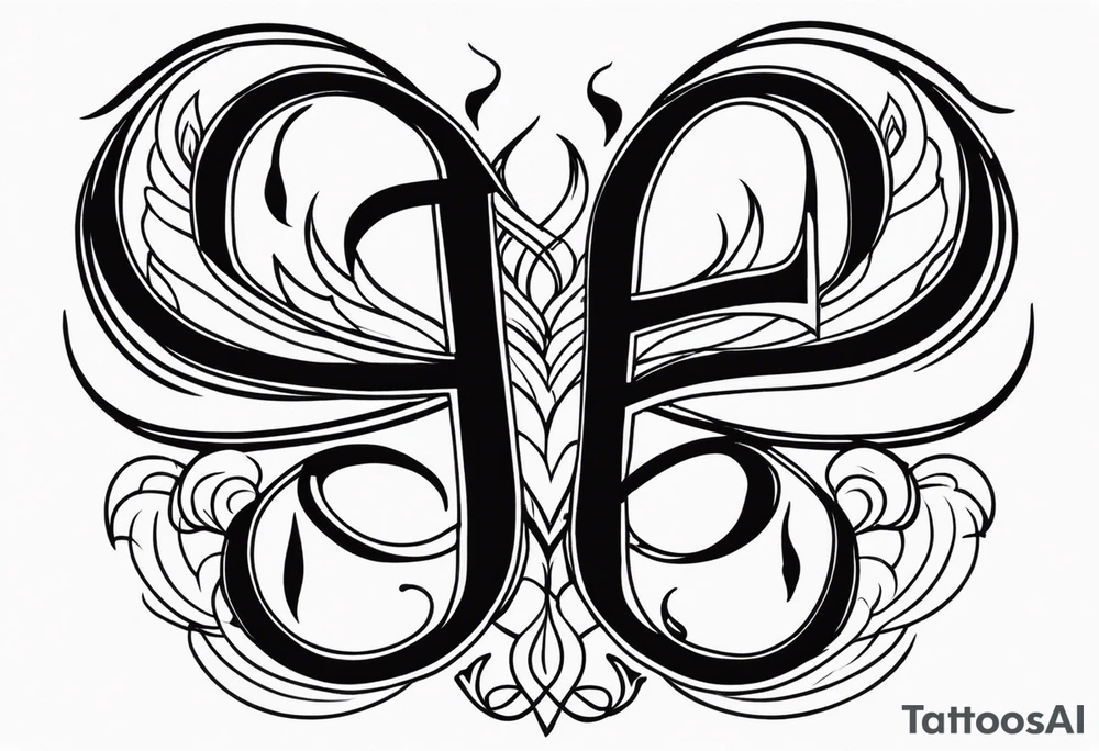 Tattoo ਨਿਰਭਉ ਨਿਰਵੈਰ written in Gurmukhi written text. Add fire and heart to symbolize strength and love tattoo idea