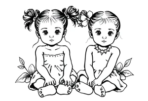 Two little girls sit in front tattoo idea