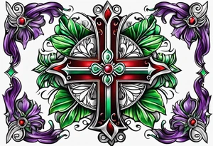 purple green red crosses tattoo idea