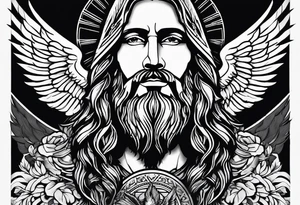 Jesus, looking at me (I am an eagle) and the holy spririt. tattoo idea