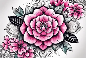 Pink flowers with dott pattern tattoo idea
