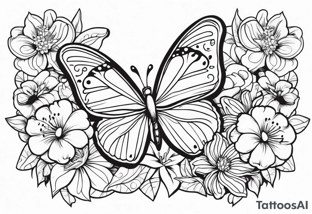 Butterflies with lilys, asters and morning glories tattoo idea