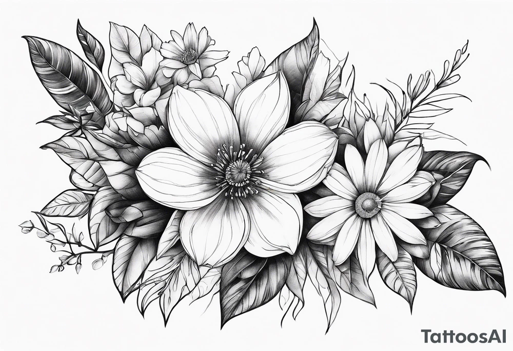 Animal flower tattoo idea