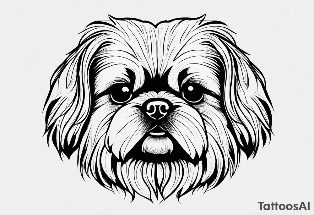 The contour of the face of a pekingese with shih tzu mixed race god. Nothing besides the face. As minimalist as possible. More minimalist! Make it a one line drawing. tattoo idea