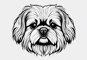 The contour of the face of a pekingese with shih tzu mixed race god. Nothing besides the face. As minimalist as possible. More minimalist! Make it a one line drawing. tattoo idea