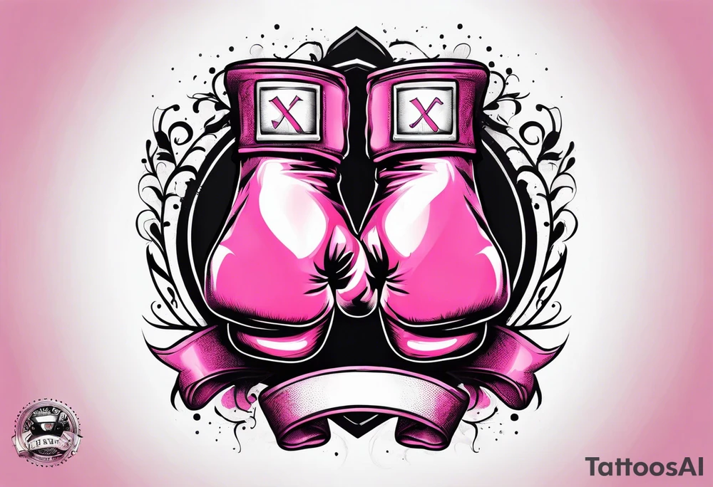 Breast cancer symbol with pink boxing gloves tattoo idea