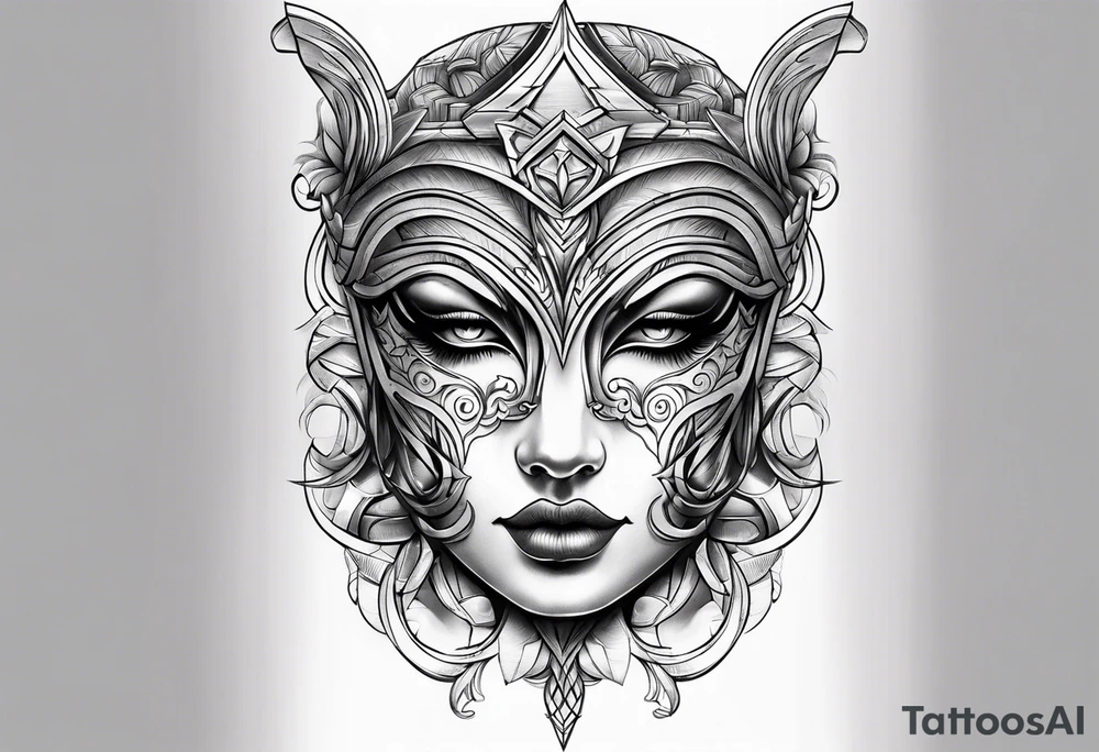 Angelic mask tattoo idea