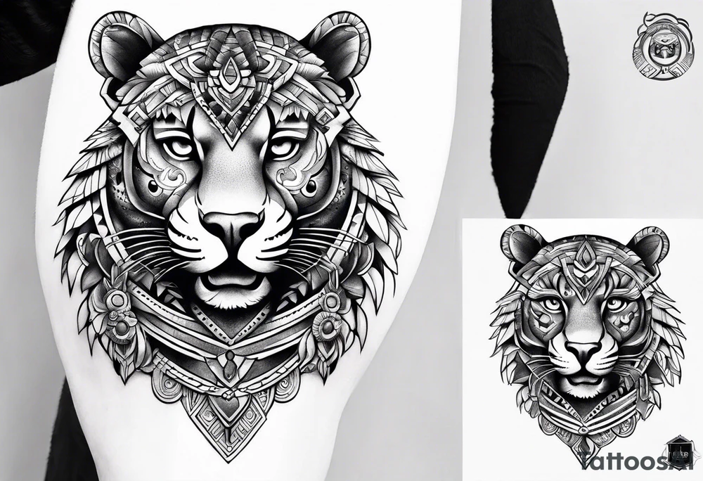 Fierce jaguar aztec shoulder tattoo idea