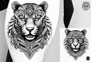 Fierce jaguar aztec shoulder tattoo idea
