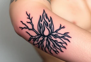 fire in a prison of roots tattoo idea