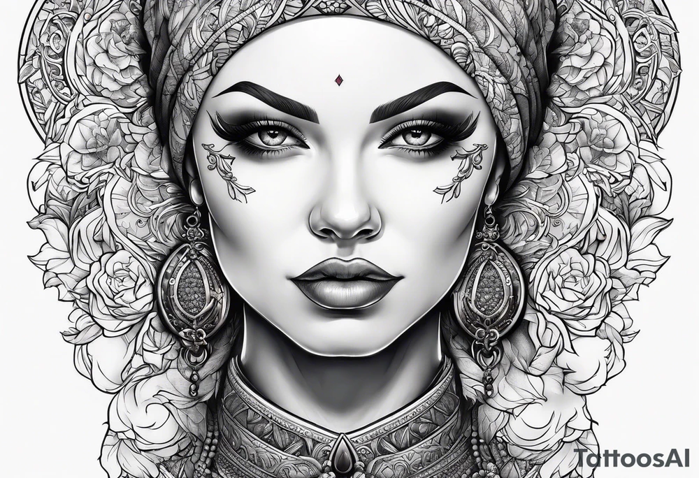 Bald woman tattoo idea