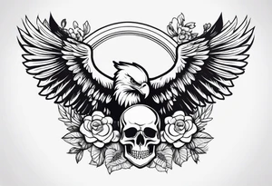 incorporate an eagle, with skull and flowers tattoo idea