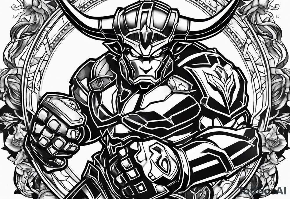 the minotaur fighting ironman tattoo idea