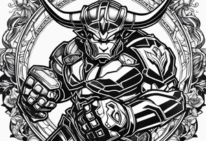 the minotaur fighting ironman tattoo idea