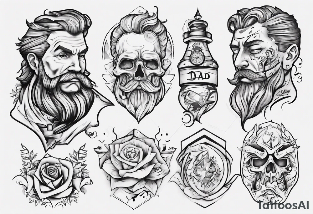 dad and son contour tattoo idea