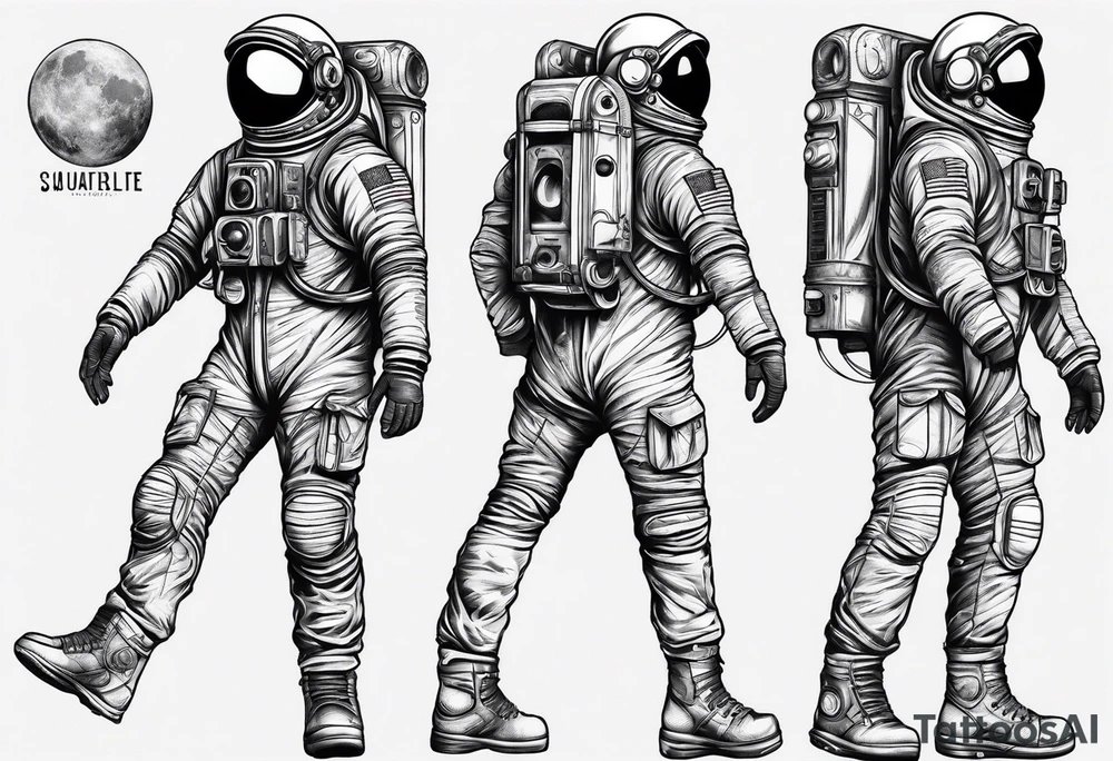 standing astronaut legs and feet tattoo idea