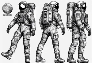 standing astronaut legs and feet tattoo idea