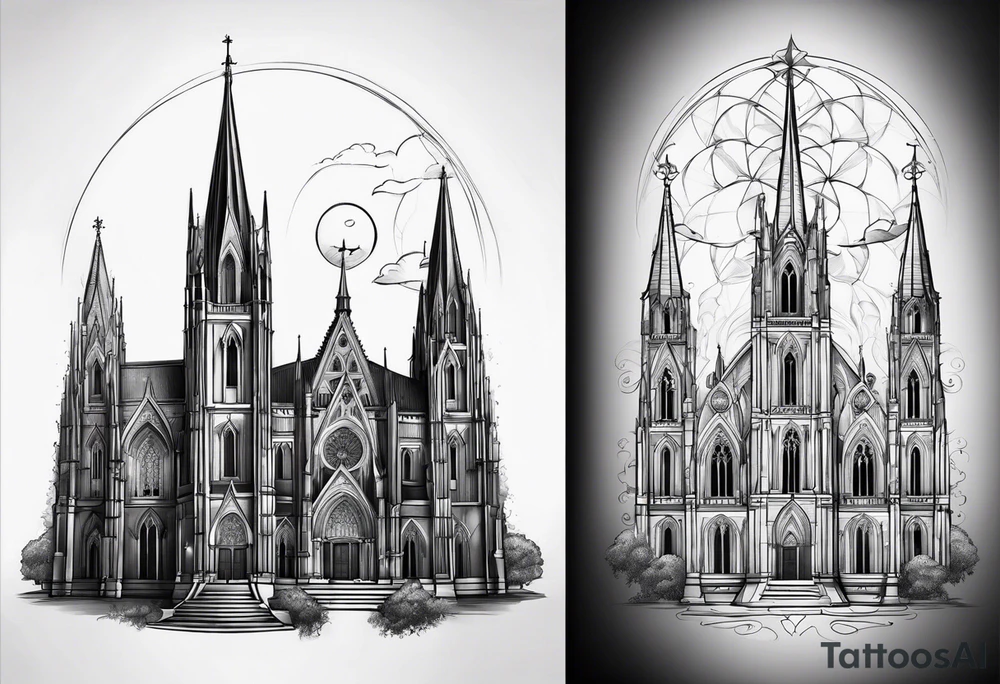 gothic cathedral tattoo idea