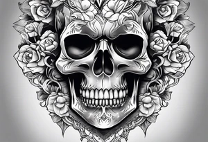 Skull with diamond teeth on the knee tattoo idea
