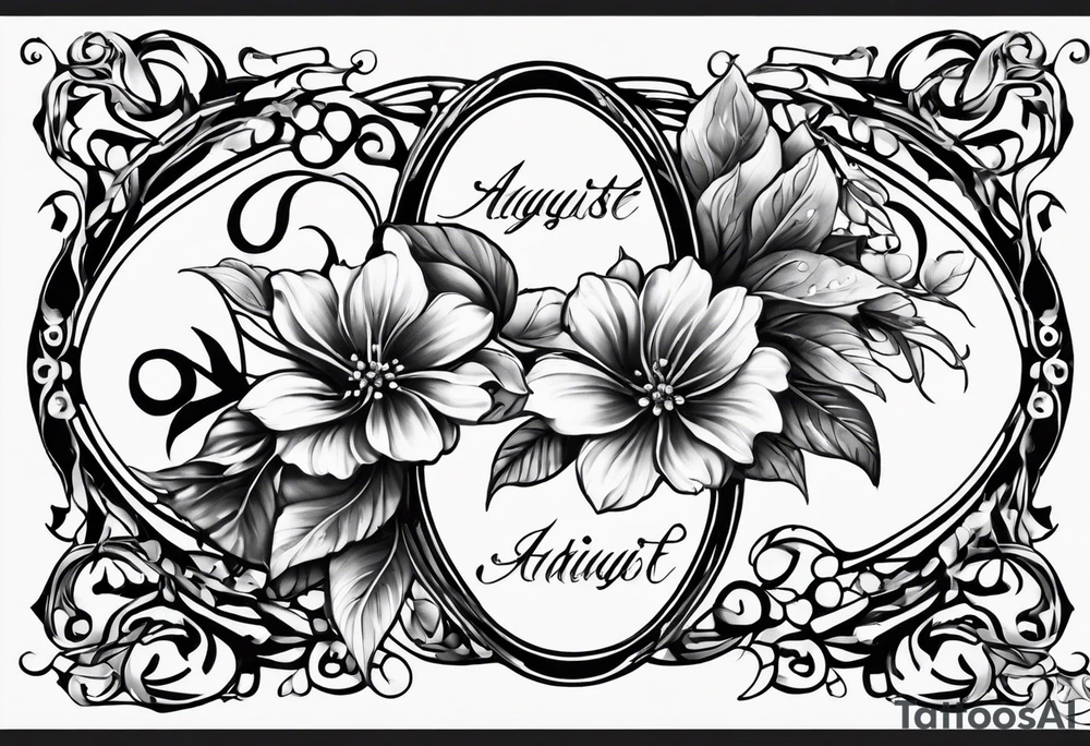 Ankle tattoo that is a vine wrapping around the ankle with flowers representing the months of August, November, February, September, January and July tattoo idea