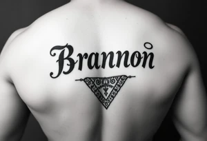 Brannon in old school Chicano lettering filled in with the traditional bandana tear drop design vertical for ribcage tattoo idea