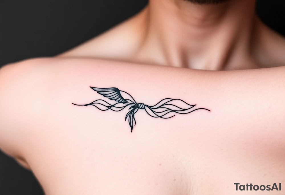 A minimalist and symbolic tattoo representing self-discovery, freedom, and acceptance. Incorporate flowing silhouettes, abstract lines, or interconnected shapes that evoke a sense of unity, growth, and emotional strength. Keep the design elegant, modern, and deeply meaningful. tattoo idea